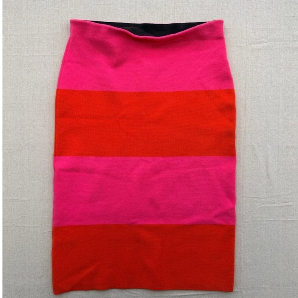 Bold Pink and Red Stripe Pencil Skirt
